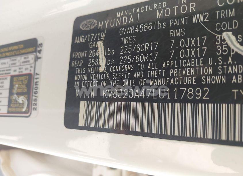 Photo 9 of 2020 Hyundai Tucson SE (VIN KM8J23A47LU117892)