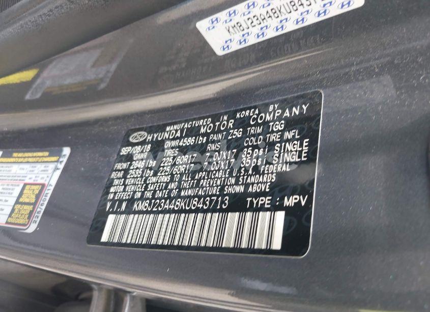 Photo 9 of 2019 Hyundai Tucson SE (VIN KM8J23A48KU843713)