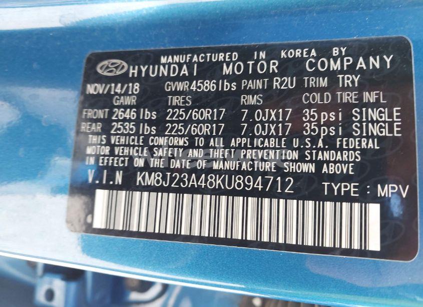 Photo 9 of 2019 Hyundai Tucson SE (VIN KM8J23A48KU894712)