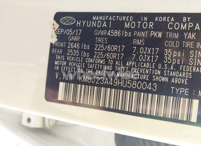 Photo 9 of 2017 Hyundai Tucson SE (VIN KM8J23A49HU580043)