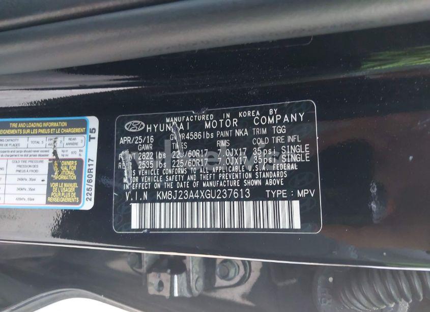 Photo 9 of 2016 Hyundai Tucson SE (VIN KM8J23A4XGU237613)