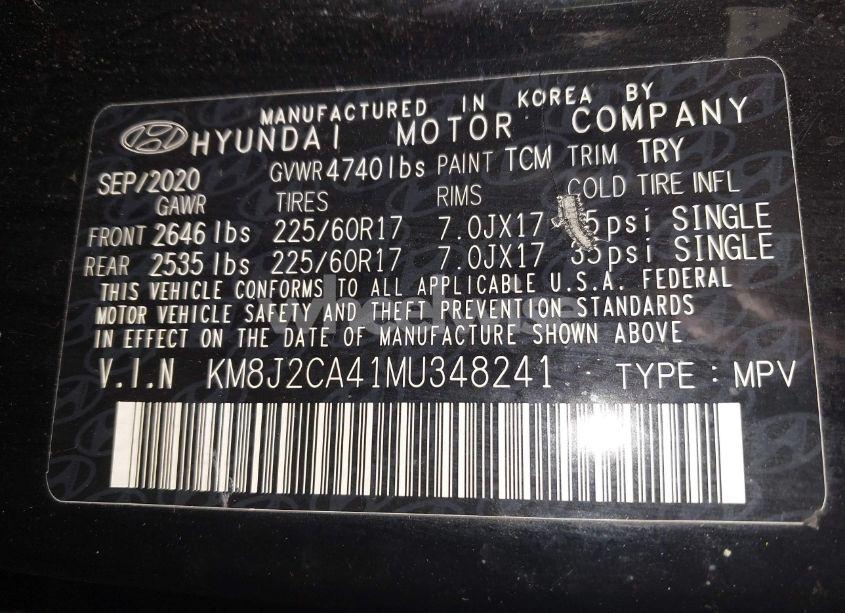 Photo 9 of 2021 Hyundai Tucson SE (VIN KM8J2CA41MU348241)