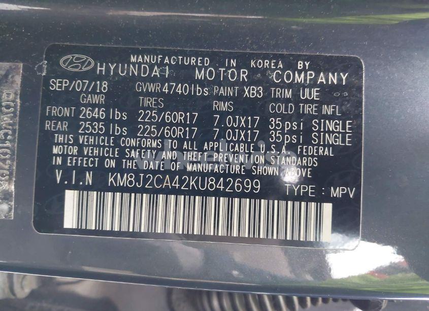 Photo 9 of 2019 Hyundai Tucson SE (VIN KM8J2CA42KU842699)