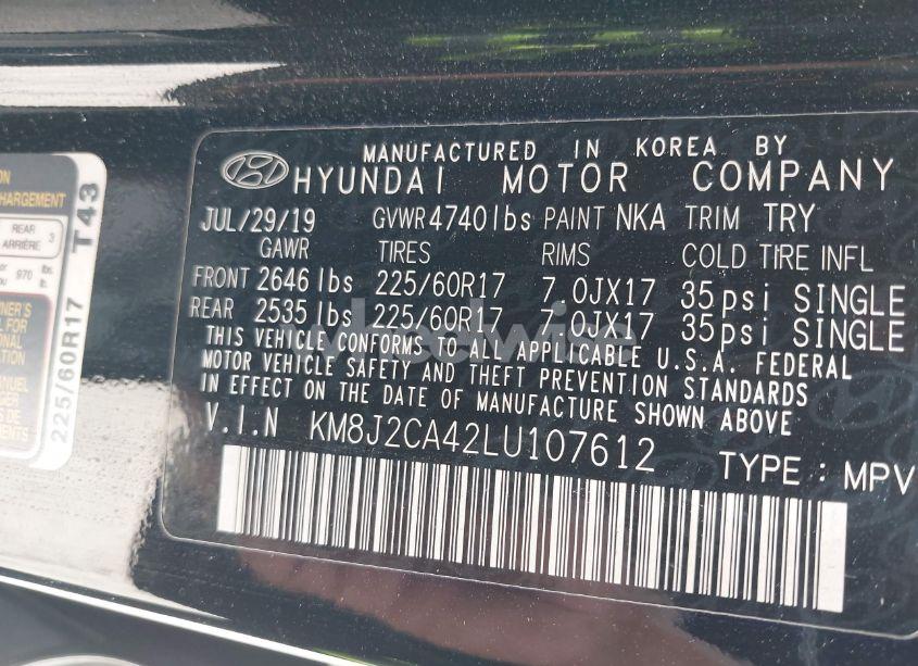 Photo 9 of 2020 Hyundai Tucson SE (VIN KM8J2CA42LU107612)