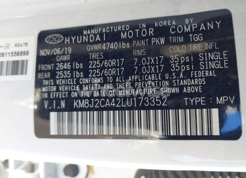 Photo 9 of 2020 Hyundai Tucson SE (VIN KM8J2CA42LU173352)