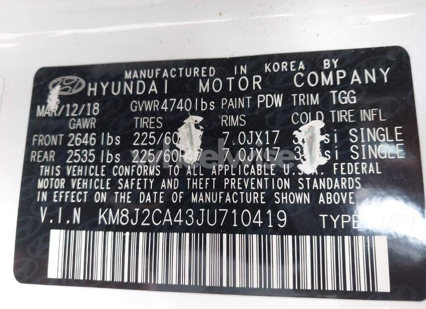 Photo 9 of 2018 Hyundai Tucson SE (VIN KM8J2CA43JU710419)