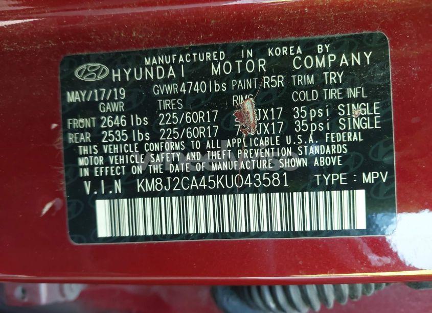 Photo 9 of 2019 Hyundai Tucson SE (VIN KM8J2CA45KU043581)