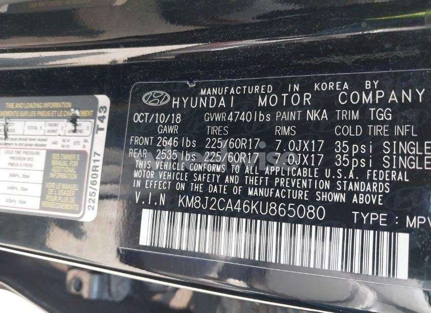 Photo 9 of 2019 Hyundai Tucson SE (VIN KM8J2CA46KU865080)