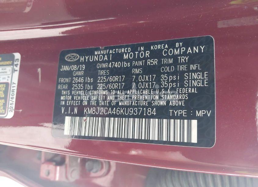 Photo 9 of 2019 Hyundai Tucson SE (VIN KM8J2CA46KU937184)