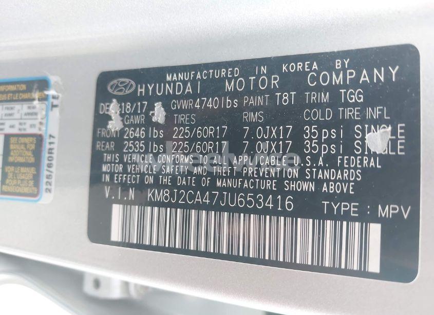 Photo 9 of 2018 Hyundai Tucson SE (VIN KM8J2CA47JU653416)