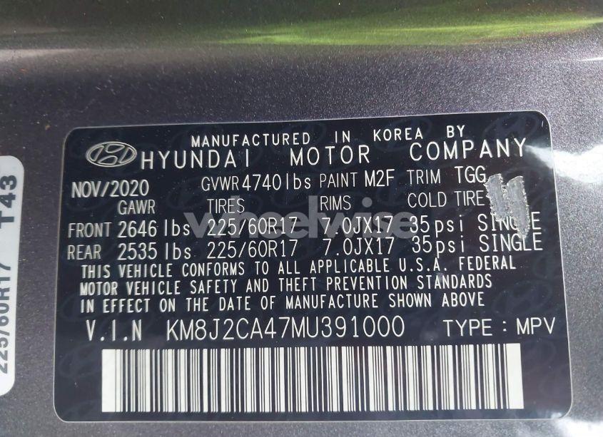 Photo 9 of 2021 Hyundai Tucson SE (VIN KM8J2CA47MU391000)