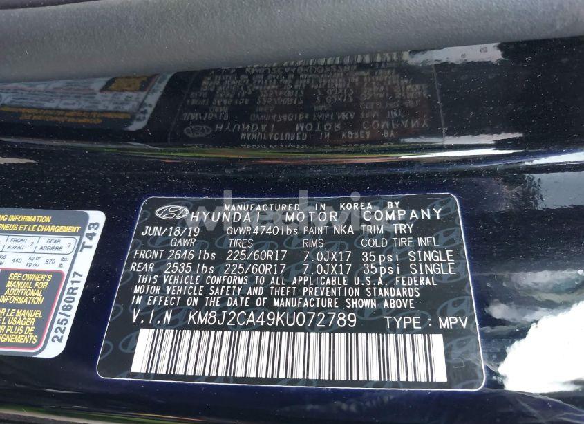 Photo 9 of 2019 Hyundai Tucson SE (VIN KM8J2CA49KU072789)