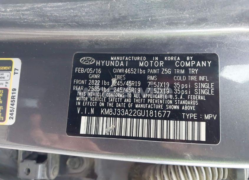 Photo 9 of 2016 Hyundai Tucson LIMITED (VIN KM8J33A22GU181677)