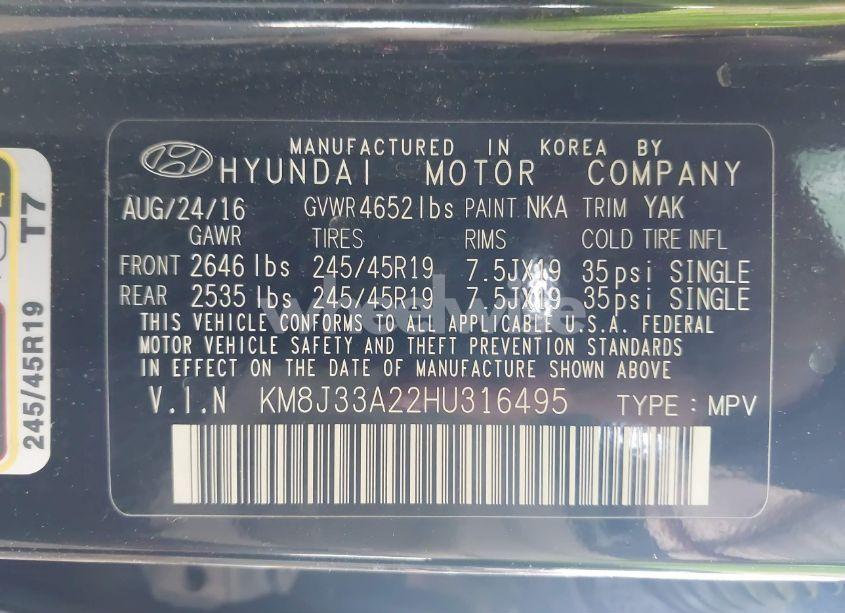 Photo 9 of 2017 Hyundai Tucson LIMITED (VIN KM8J33A22HU316495)