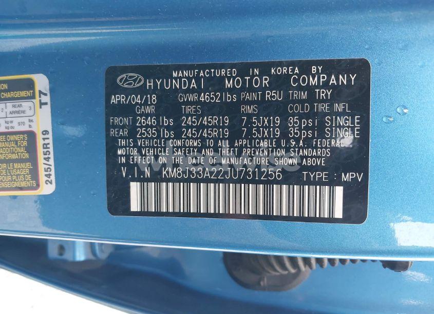 Photo 9 of 2018 Hyundai Tucson VALUE (VIN KM8J33A22JU731256)