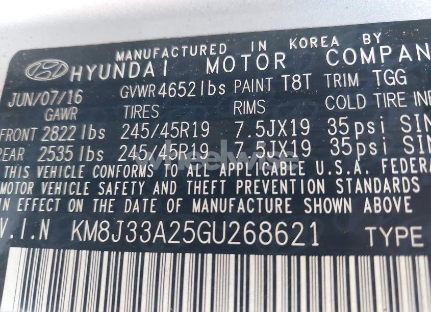 Photo 9 of 2016 Hyundai Tucson SPORT (VIN KM8J33A25GU268621)