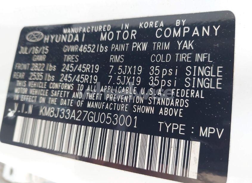 Photo 9 of 2016 Hyundai Tucson LIMITED (VIN KM8J33A27GU053001)