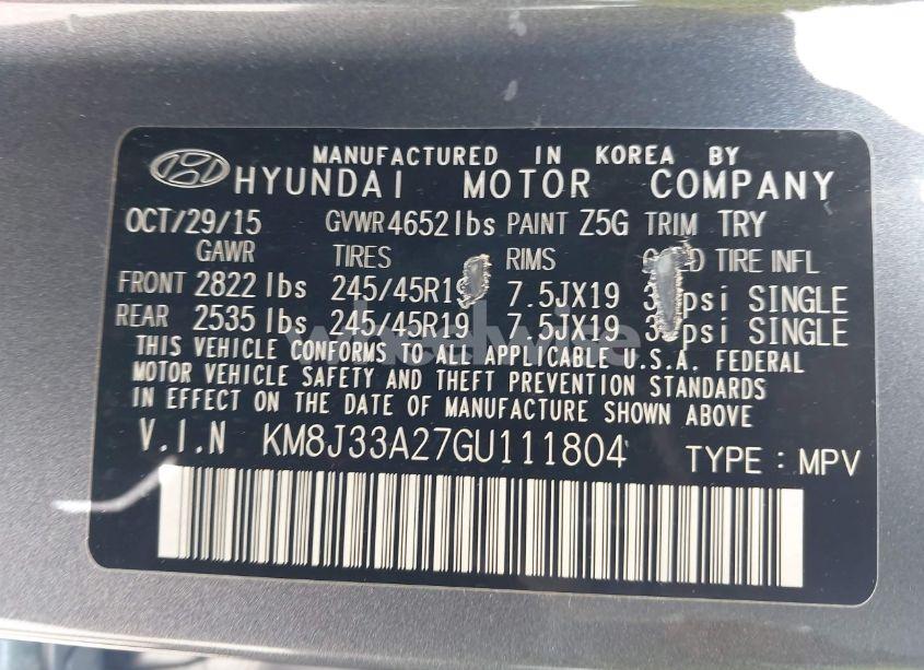 Photo 9 of 2016 Hyundai Tucson LIMITED (VIN KM8J33A27GU111804)