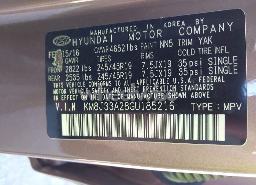 Photo 9 of 2016 Hyundai Tucson LIMITED (VIN KM8J33A28GU185216)