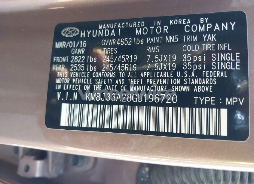 Photo 9 of 2016 Hyundai Tucson LIMITED (VIN KM8J33A28GU196720)