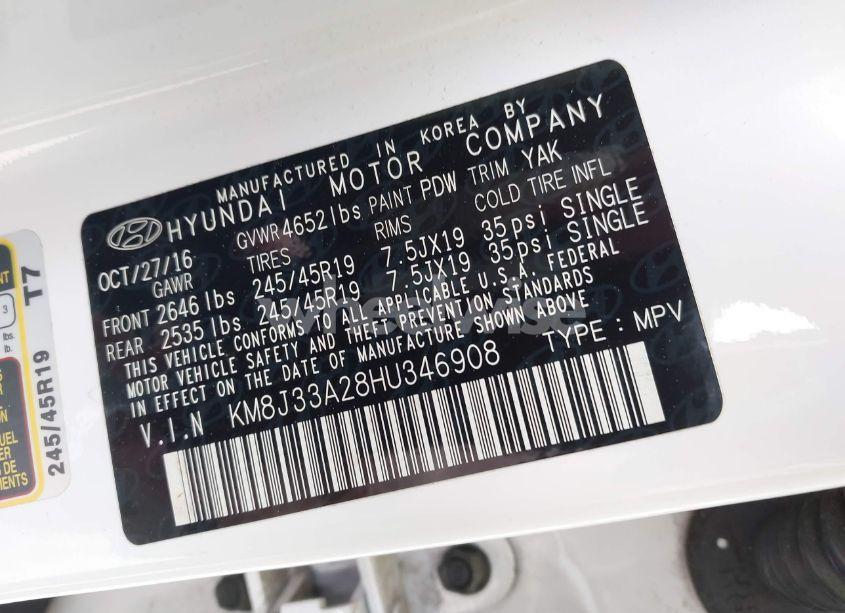 Photo 9 of 2017 Hyundai Tucson LIMITED (VIN KM8J33A28HU346908)