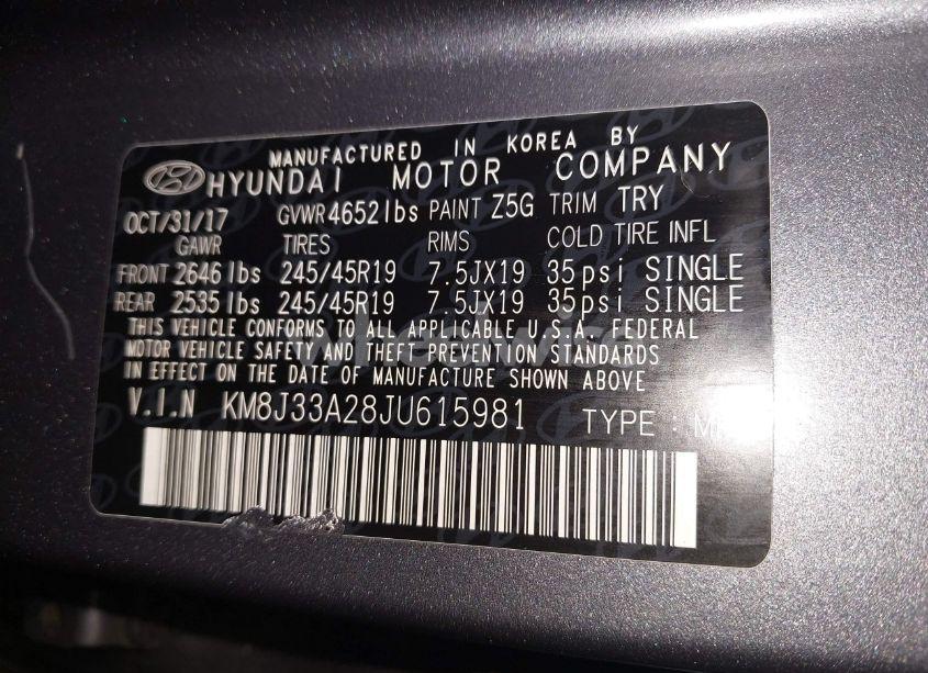 Photo 9 of 2018 Hyundai Tucson LIMITED (VIN KM8J33A28JU615981)