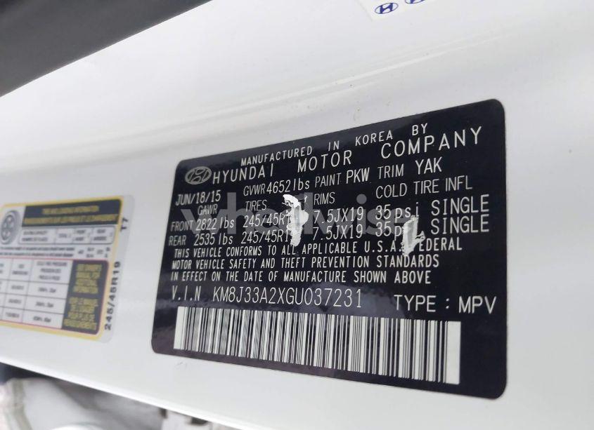 Photo 9 of 2016 Hyundai Tucson LIMITED (VIN KM8J33A2XGU037231)