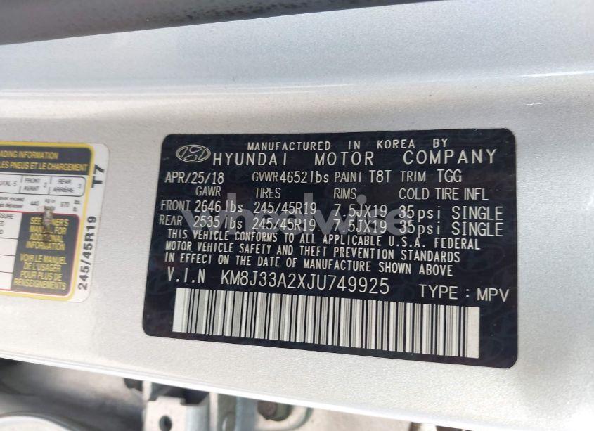 Photo 9 of 2018 Hyundai Tucson VALUE (VIN KM8J33A2XJU749925)