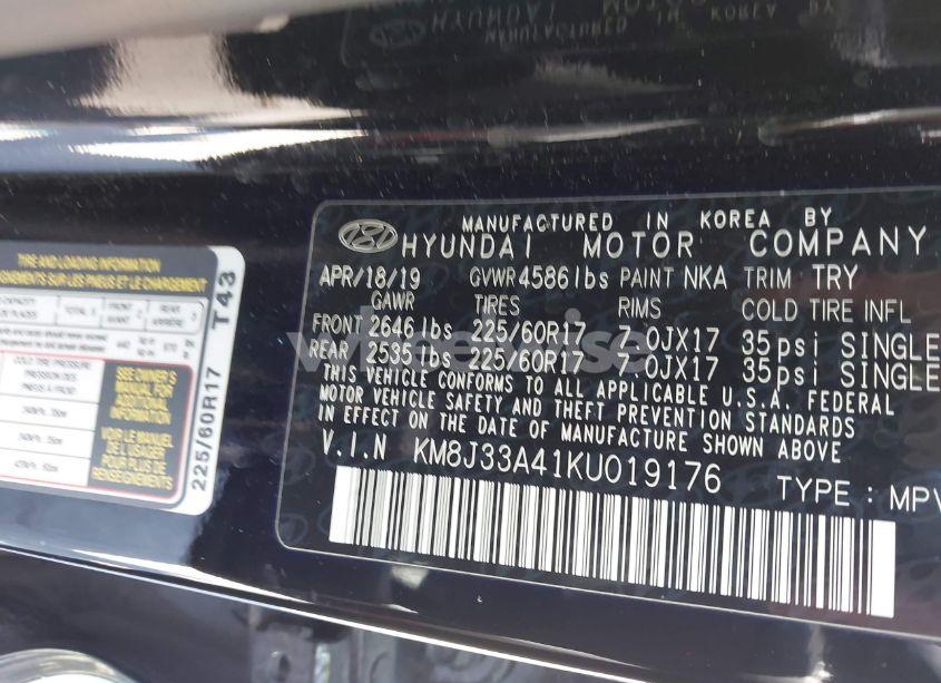 Photo 9 of 2019 Hyundai Tucson VALUE (VIN KM8J33A41KU019176)