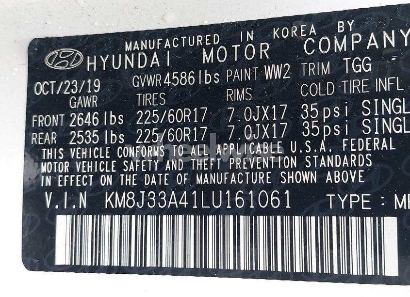 Photo 9 of 2020 Hyundai Tucson VALUE (VIN KM8J33A41LU161061)