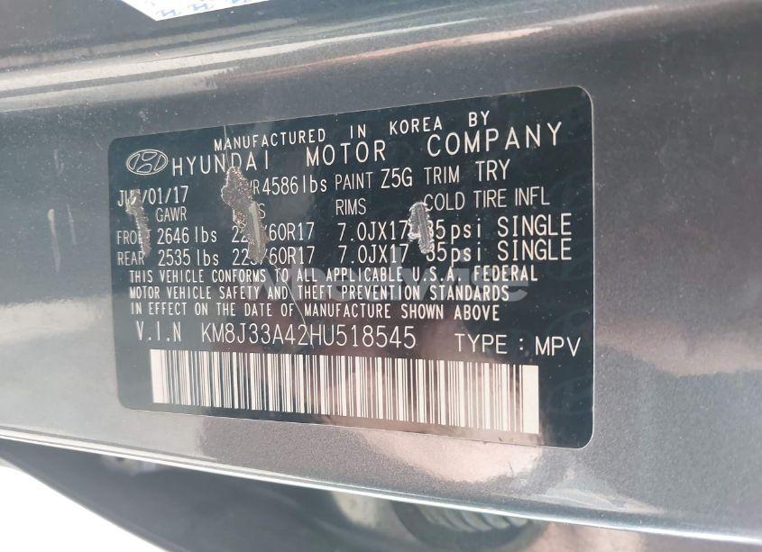 Photo 9 of 2017 Hyundai Tucson SE PLUS (VIN KM8J33A42HU518545)