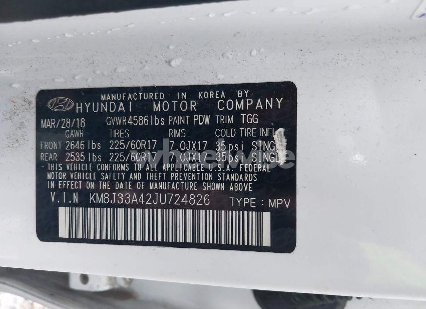 Photo 9 of 2018 Hyundai Tucson SEL (VIN KM8J33A42JU724826)