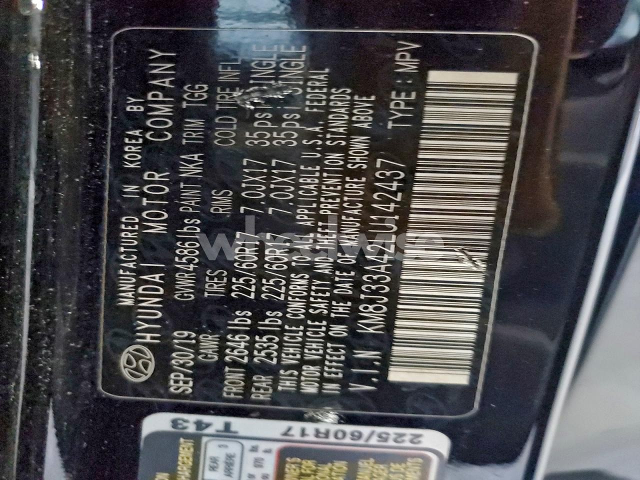 Photo 13 of 2020 HYUNDAI TUCSON LIMITED (VIN KM8J33A42LU142437)