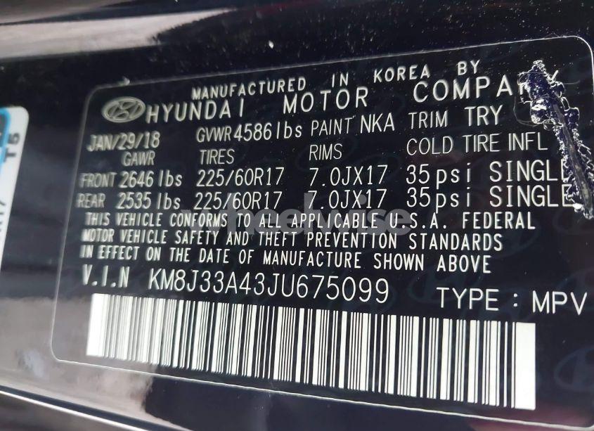 Photo 9 of 2018 Hyundai Tucson SEL PLUS (VIN KM8J33A43JU675099)