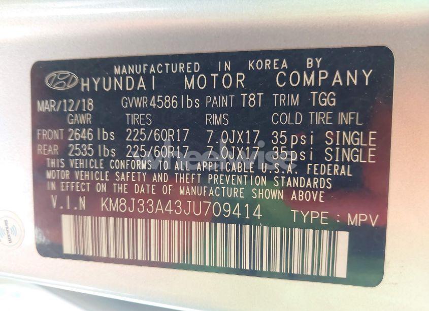 Photo 9 of 2018 Hyundai Tucson SEL (VIN KM8J33A43JU709414)