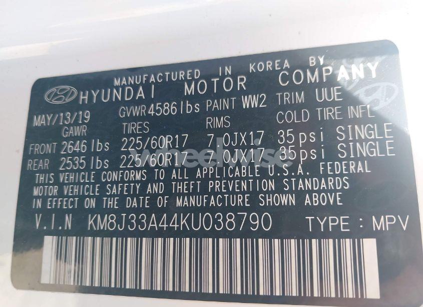 Photo 9 of 2019 Hyundai Tucson VALUE (VIN KM8J33A44KU038790)