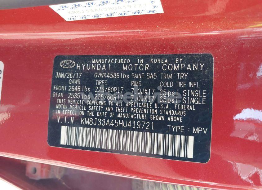 Photo 9 of 2017 Hyundai Tucson SE PLUS (VIN KM8J33A45HU419721)