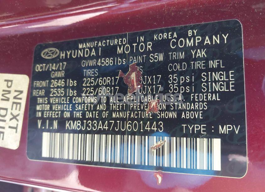 Photo 9 of 2018 Hyundai Tucson SEL (VIN KM8J33A47JU601443)