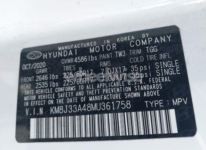 Photo 9 of 2021 Hyundai Tucson VALUE (VIN KM8J33A48MU361758)