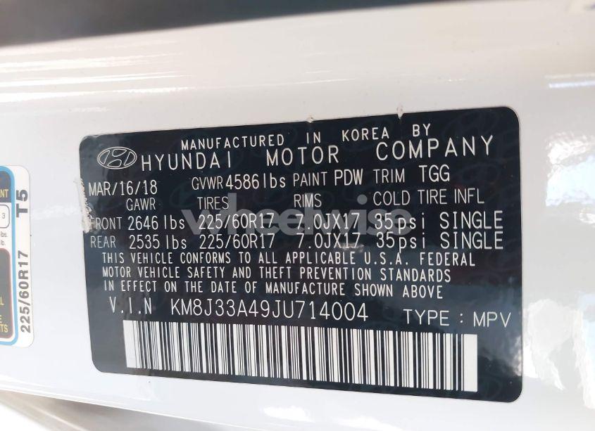 Photo 9 of 2018 Hyundai Tucson SEL (VIN KM8J33A49JU714004)