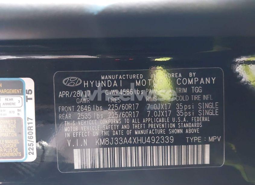 Photo 9 of 2017 Hyundai Tucson SE (VIN KM8J33A4XHU492339)