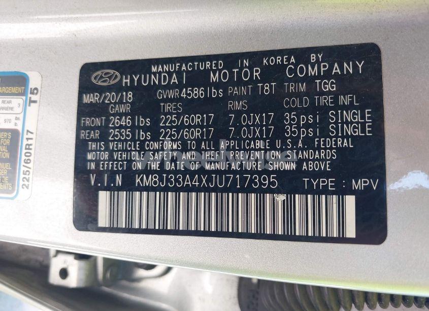 Photo 9 of 2018 Hyundai Tucson SEL (VIN KM8J33A4XJU717395)