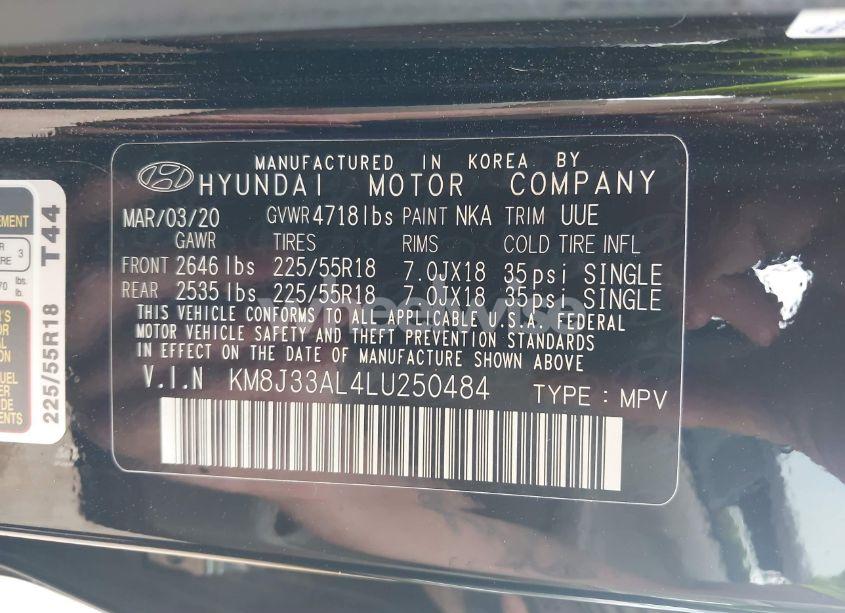 Photo 9 of 2020 Hyundai Tucson ULTIMATE (VIN KM8J33AL4LU250484)