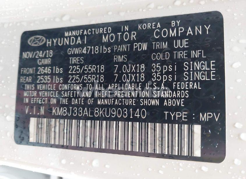 Photo 9 of 2019 Hyundai Tucson ULTIMATE (VIN KM8J33AL8KU903140)