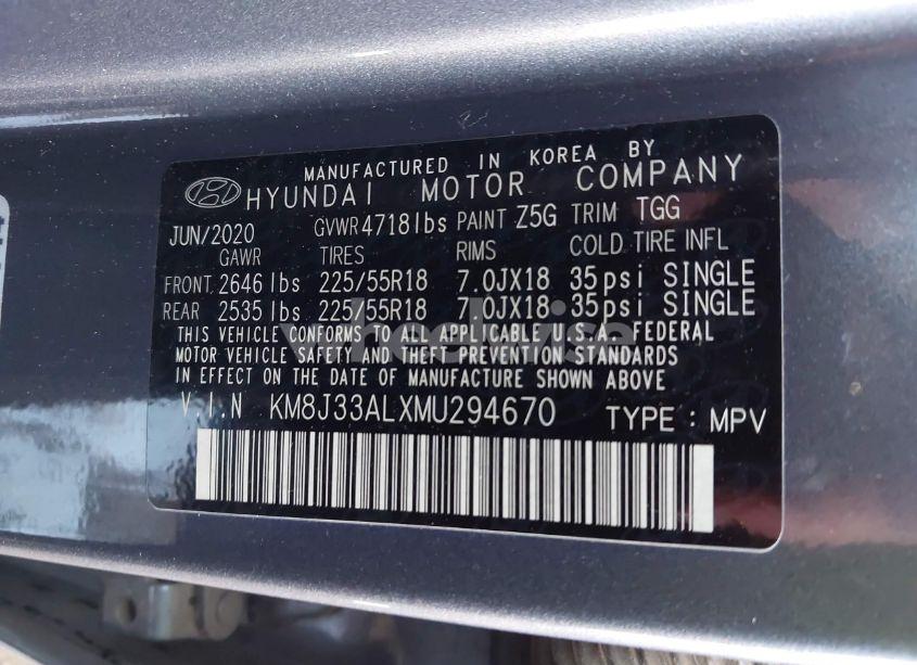 Photo 9 of 2021 Hyundai Tucson SEL (VIN KM8J33ALXMU294670)