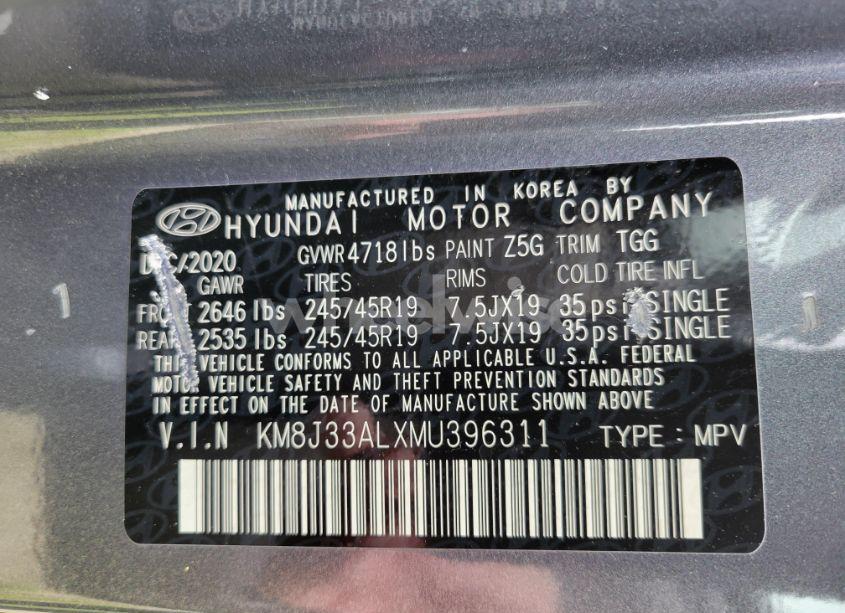 Photo 9 of 2021 Hyundai Tucson SPORT (VIN KM8J33ALXMU396311)