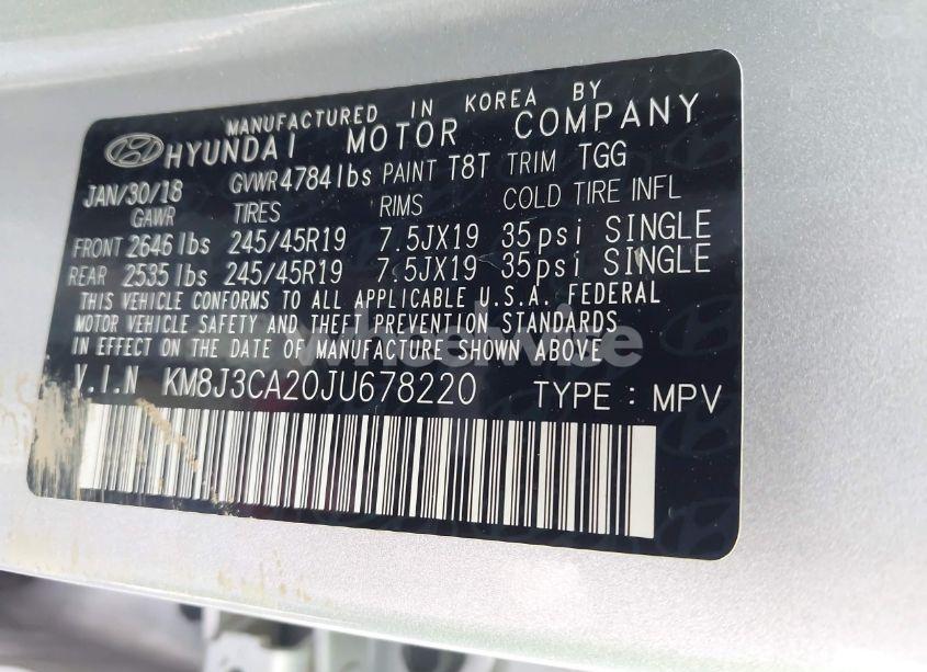 Photo 9 of 2018 Hyundai Tucson VALUE (VIN KM8J3CA20JU678220)