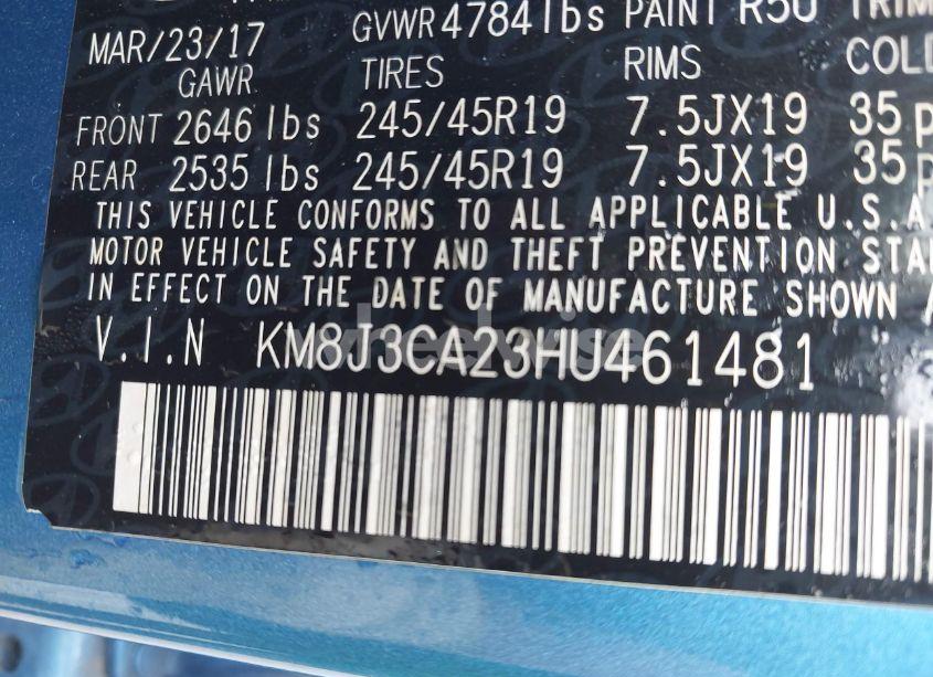 Photo 9 of 2017 Hyundai Tucson NIGHT (VIN KM8J3CA23HU461481)