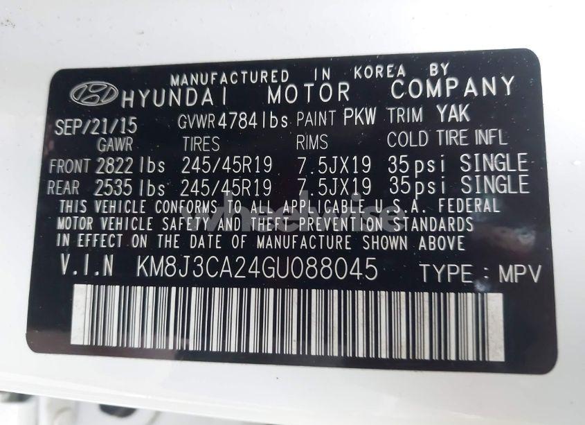 Photo 9 of 2016 Hyundai Tucson LIMITED (VIN KM8J3CA24GU088045)