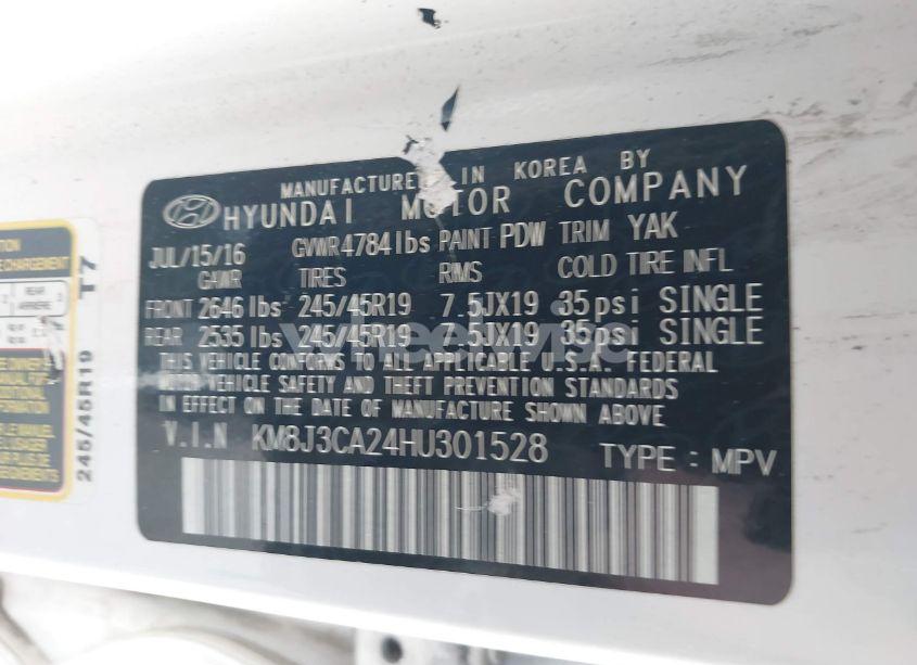 Photo 9 of 2017 Hyundai Tucson LIMITED (VIN KM8J3CA24HU301528)